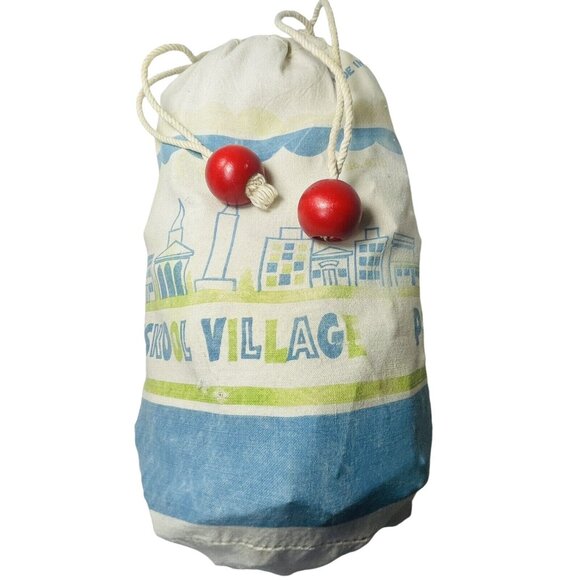 Playskool Village Bag Wooden Block 150 Piece Hotel Railroad Train Town Vintage - Picture 8 of 16